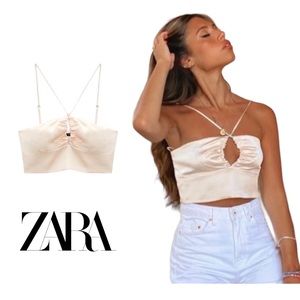 NWT Zara | Cut Out Satin Effect Crop Top | Size M